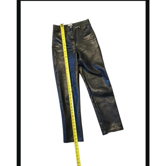 Aritzia Wilfred Leather Straight Leg High Waist Black Pant Size 4 - Picture 5 of 11